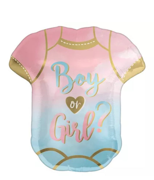 Big Reveal Boy or Girl Bodysuit Foil Balloon, 22in x 24in